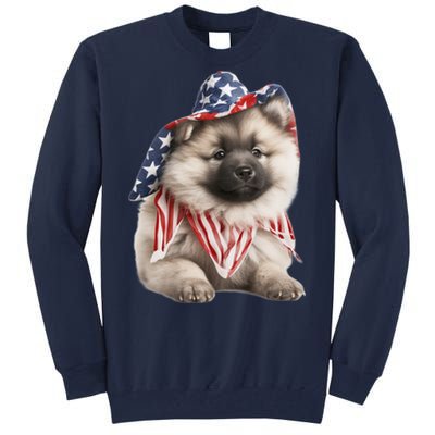 Keeshond USA Flag American Dogs Patriotic 4th Of July Tall Sweatshirt