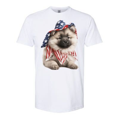 Keeshond USA Flag American Dogs Patriotic 4th Of July Softstyle CVC T-Shirt