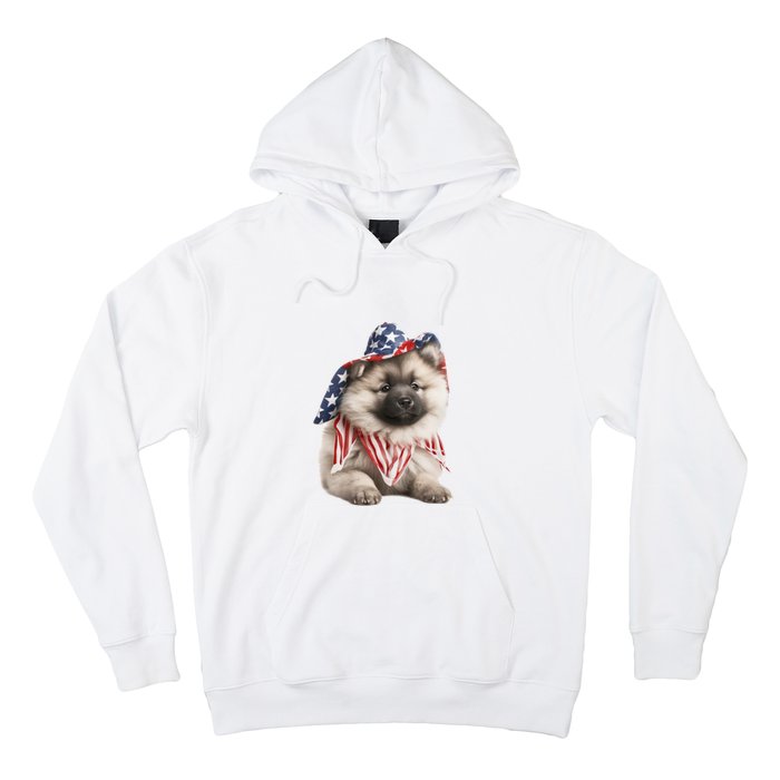 Keeshond USA Flag American Dogs Patriotic 4th Of July Hoodie