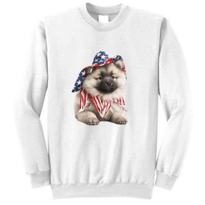 Keeshond USA Flag American Dogs Patriotic 4th Of July Sweatshirt