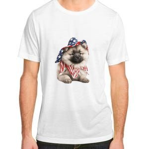 Keeshond USA Flag American Dogs Patriotic 4th Of July Adult ChromaSoft Performance T-Shirt