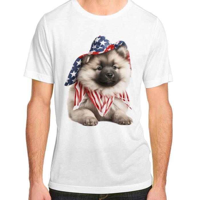 Keeshond USA Flag American Dogs Patriotic 4th Of July Adult ChromaSoft Performance T-Shirt