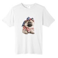 Keeshond USA Flag American Dogs Patriotic 4th Of July Tall Fusion ChromaSoft Performance T-Shirt