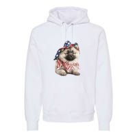 Keeshond USA Flag American Dogs Patriotic 4th Of July Premium Hoodie