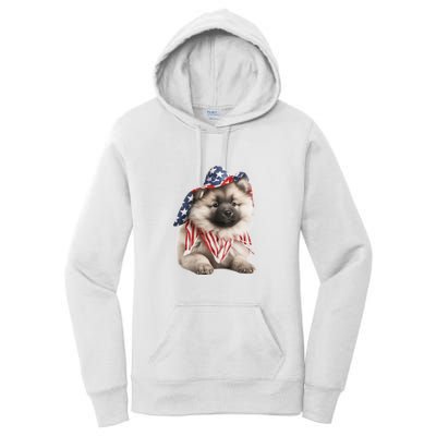 Keeshond USA Flag American Dogs Patriotic 4th Of July Women's Pullover Hoodie