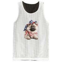 Keeshond USA Flag American Dogs Patriotic 4th Of July Mesh Reversible Basketball Jersey Tank