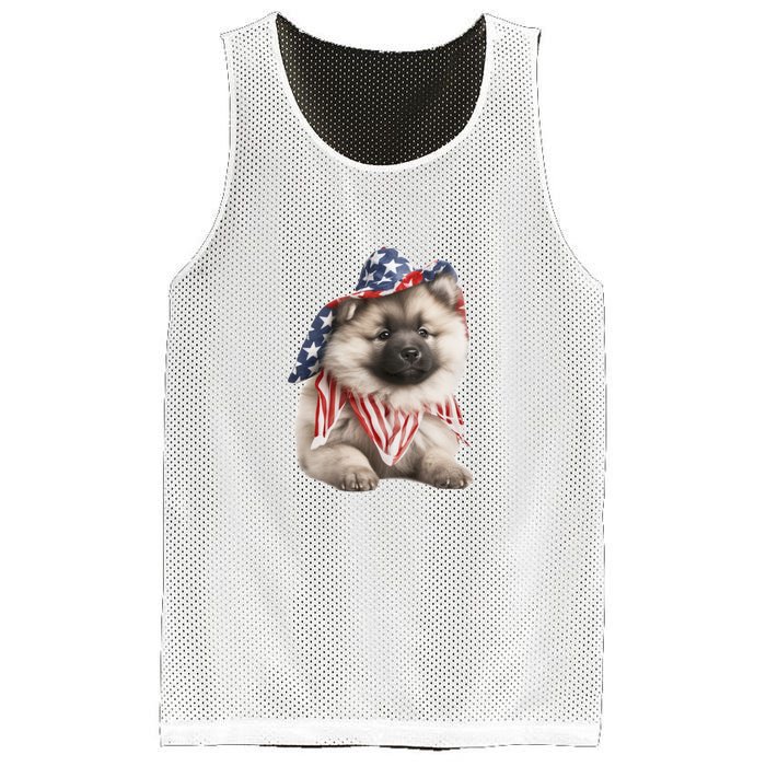 Keeshond USA Flag American Dogs Patriotic 4th Of July Mesh Reversible Basketball Jersey Tank