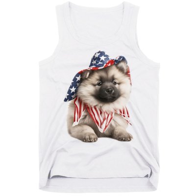 Keeshond USA Flag American Dogs Patriotic 4th Of July Tank Top