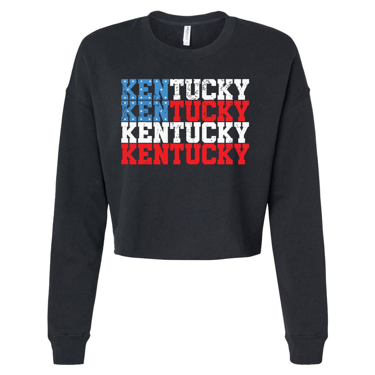 Kentucky Usa Flag 4th Of July Fourth American Vintage Cropped Pullover Crew