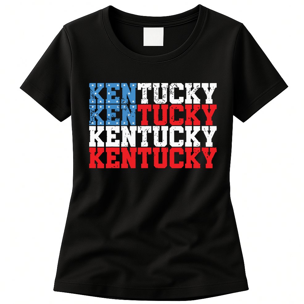 Kentucky Usa Flag 4th Of July Fourth American Vintage Womens T-Shirt