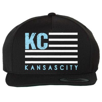 Kc Usa Flag Kansas City Blue & Light Blue Kc Usa Kansas Wool Snapback Cap