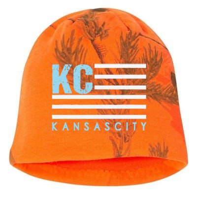 Kc Usa Flag Kansas City Blue & Light Blue Kc Usa Kansas Kati - Camo Knit Beanie