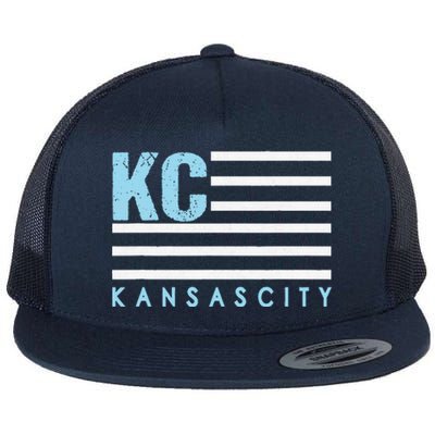 Kc Usa Flag Kansas City Blue & Light Blue Kc Usa Kansas Flat Bill Trucker Hat