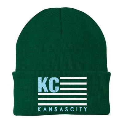 Kc Usa Flag Kansas City Blue & Light Blue Kc Usa Knit Cap Winter Beanie