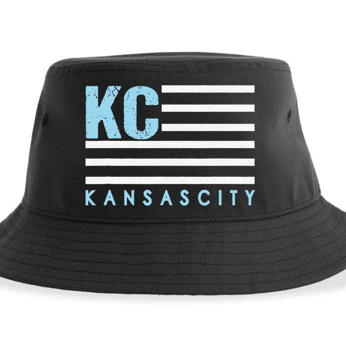 Kc Usa Flag Kansas City Blue & Light Blue Kc Usa Sustainable Bucket Hat