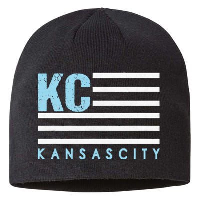 Kc Usa Flag Kansas City Blue & Light Blue Kc Usa Sustainable Beanie