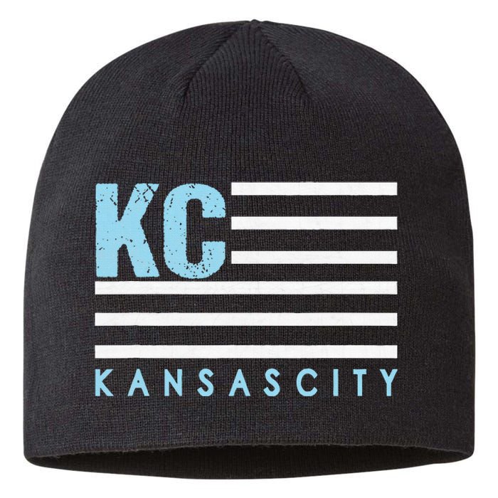 Kc Usa Flag Kansas City Blue & Light Blue Kc Usa Sustainable Beanie