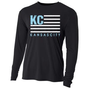 Kc Usa Flag Kansas City Blue & Light Blue Kc Usa Cooling Performance Long Sleeve Crew