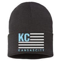 Kc Usa Flag Kansas City Blue & Light Blue Kc Usa Sustainable Knit Beanie