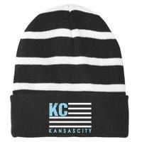 Kc Usa Flag Kansas City Blue & Light Blue Kc Usa Striped Beanie with Solid Band