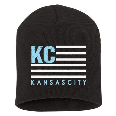 Kc Usa Flag Kansas City Blue & Light Blue Kc Usa Short Acrylic Beanie