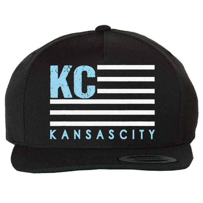 Kc Usa Flag Kansas City Blue & Light Blue Kc Usa Wool Snapback Cap