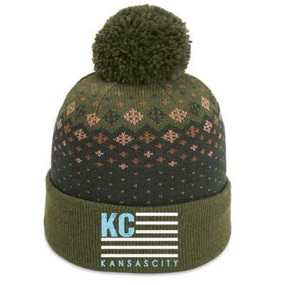 Kc Usa Flag Kansas City Blue & Light Blue Kc Usa The Baniff Cuffed Pom Beanie