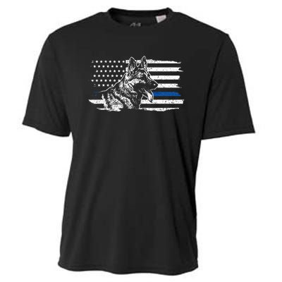 K9 Unit German Shepherd Dog Thin Blue Line Patriotic Police Cooling Performance Crew T-Shirt