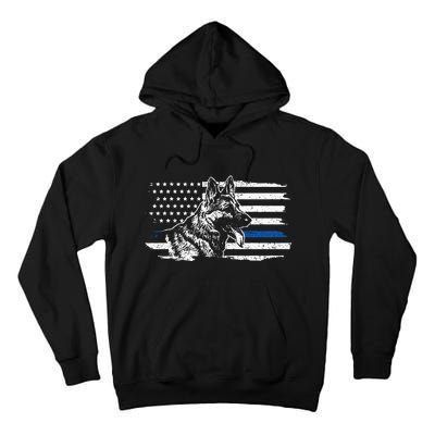 K9 Unit German Shepherd Dog Thin Blue Line Patriotic Police Tall Hoodie