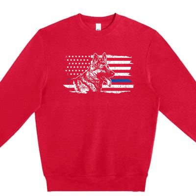 K9 Unit German Shepherd Dog Thin Blue Line Patriotic Police Premium Crewneck Sweatshirt