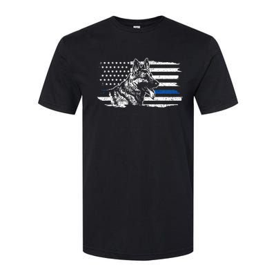 K9 Unit German Shepherd Dog Thin Blue Line Patriotic Police Softstyle® CVC T-Shirt