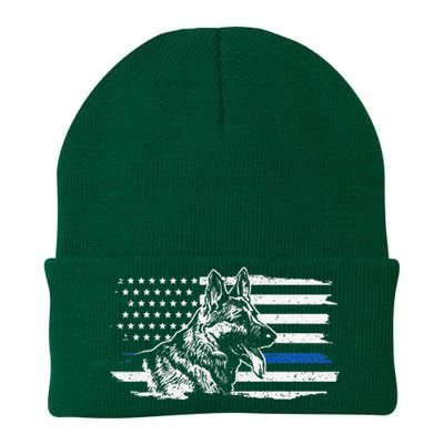 K9 Unit German Shepherd Dog Thin Blue Line Patriotic Police Knit Cap Winter Beanie