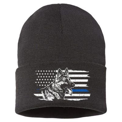 K9 Unit German Shepherd Dog Thin Blue Line Patriotic Police Sustainable Knit Beanie