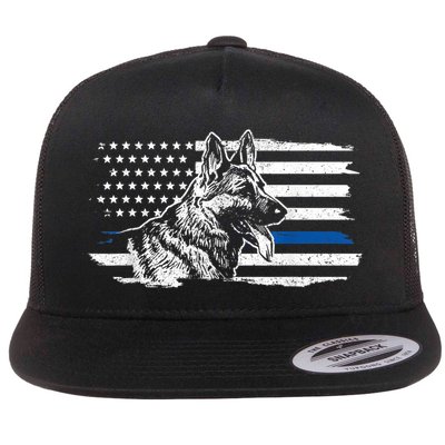K9 Unit German Shepherd Dog Thin Blue Line Patriotic Police Flatbill Hat