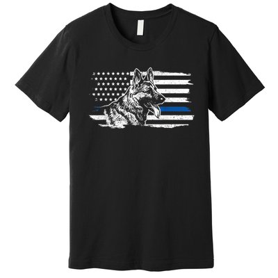 K9 Unit German Shepherd Dog Thin Blue Line Patriotic Police Premium T-Shirt