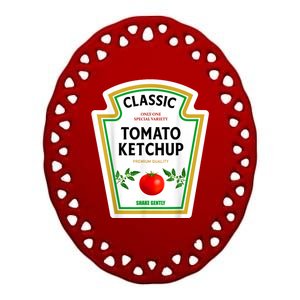 Ketch Up Halloween 2024 Costume Matching Mustard Condiments Ceramic Oval Ornament