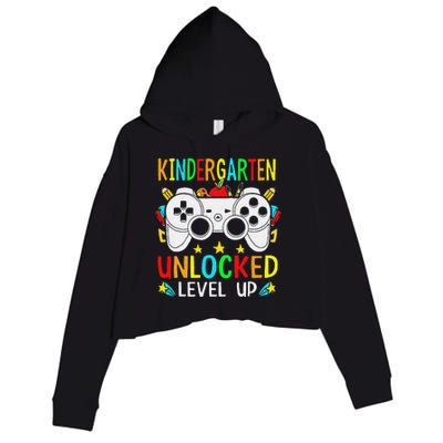 Kindergarten Unlocked Level Up Gamer Boy Back To School Crop Fleece Hoodie