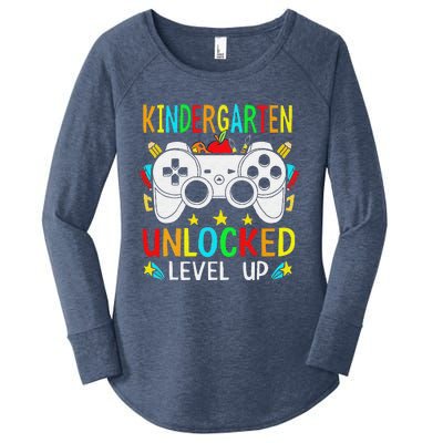 Kindergarten Unlocked Level Up Gamer Boy Back To School Women's Perfect Tri Tunic Long Sleeve Shirt