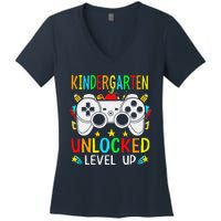 Kindergarten Unlocked Level Up Gamer Boy Back To School Women's V-Neck T-Shirt