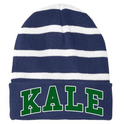 Kale University Leafy Greens Organic Gardener Go Vegan Gift Striped Beanie with Solid Band