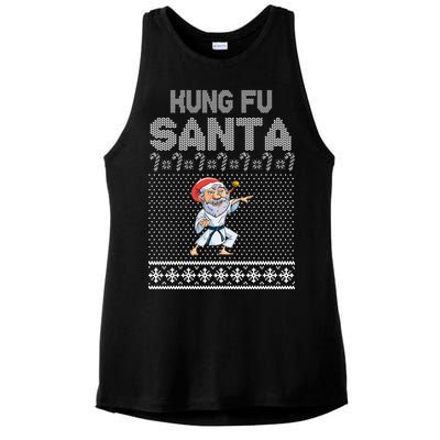 Kung Fu Santa Ugly Christmas Ladies PosiCharge Tri-Blend Wicking Tank