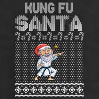 Kung Fu Santa Ugly Christmas 7 Panel Mesh Trucker Snapback Hat