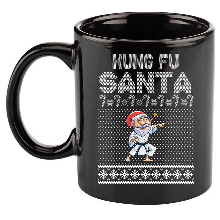 Kung Fu Santa Ugly Christmas 11oz C Handle Ceramic Mug