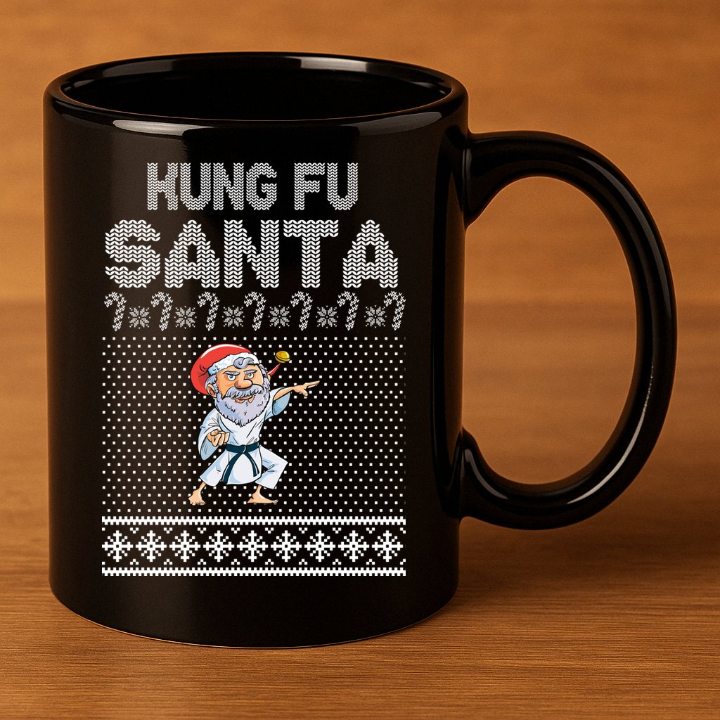 Kung Fu Santa Ugly Christmas 11oz C Handle Ceramic Mug