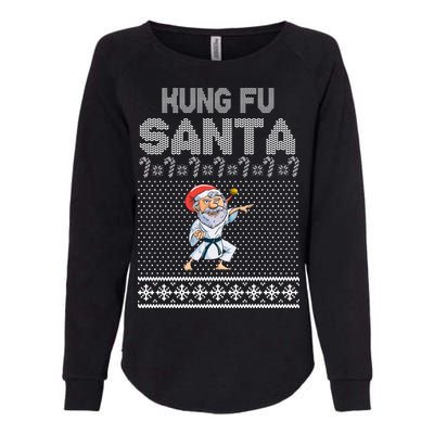 Kung Fu Santa Ugly Christmas Womens California Wash Sweatshirt