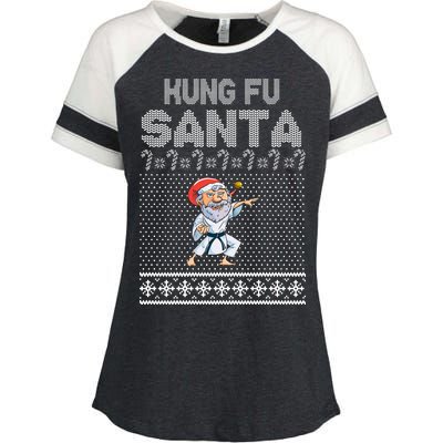 Kung Fu Santa Ugly Christmas Enza Ladies Jersey Colorblock Tee