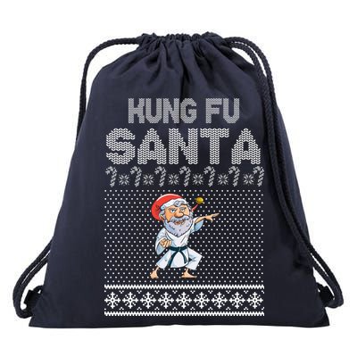 Kung Fu Santa Ugly Christmas Drawstring Bag