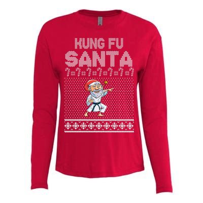 Kung Fu Santa Ugly Christmas Womens Cotton Relaxed Long Sleeve T-Shirt