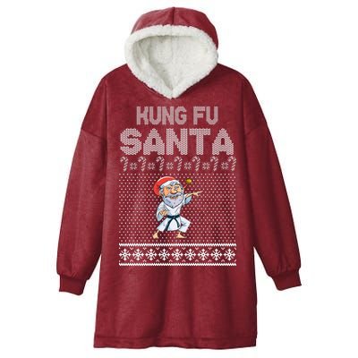 Kung Fu Santa Ugly Christmas Hooded Wearable Blanket