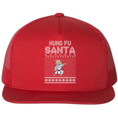 Kung Fu Santa Ugly Christmas Flat Bill Trucker Hat